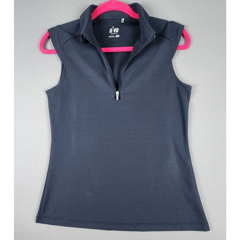 Nivo sport small women's sleeveless golf tennis black polo collar athletic top